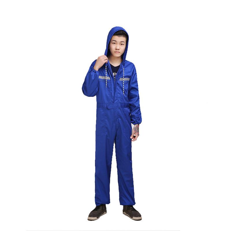 涤作棉连工作士服带帽工作服印花防尘防污汽修男工体工作服服修船