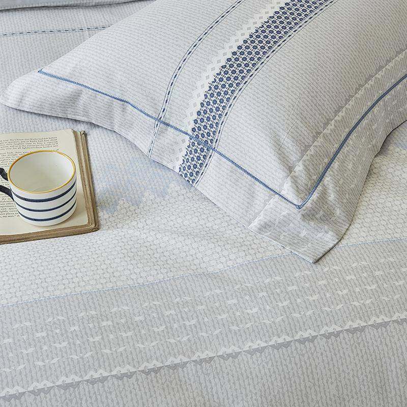 约上纯棉纹斜纹印花四件套全棉柔软被套男士简条床单被罩床4YF-CM