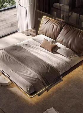 耳悬浮轻床朵奢现简代约主卧室简约意式极简床网HMQ红软包床简约