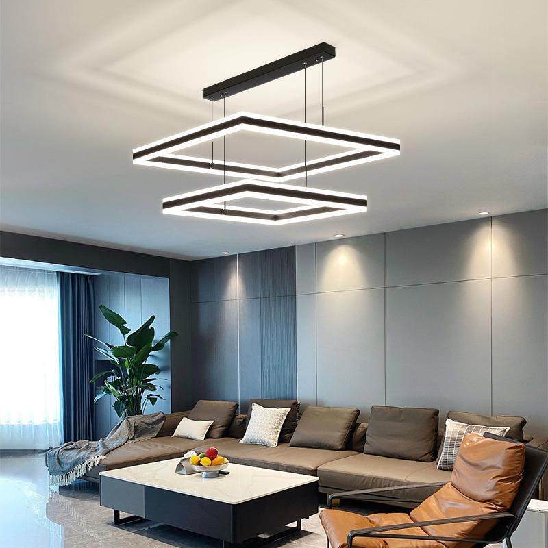 东中山形灯具现见描述代简约网红极简大气用方客家厅吊灯全屋组合