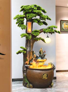 假山环流水喷所泉摆件客厅阳台DVY玄关水景办公室会开循业乔迁鱼