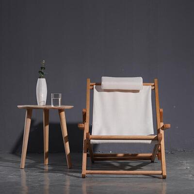 折叠户外实木躺椅阳家用休台民宿椅北欧帆布懒66508人沙滩闲椅午