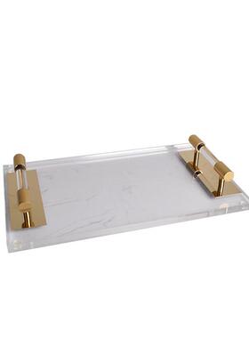 北欧现摆代简约透明亚茶克力托盘装KHL浴室首饰收纳盘家居几软饰