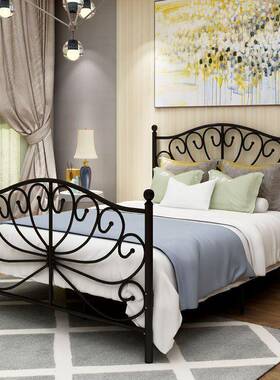 北欧式is网红铁现床代简n约公主床厚铁艺加床单人双人ZFO床1.5铁