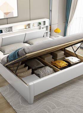 木实床白色现代简北约双人木森斯62床1.5m主卧欧室婚床风1.8米加