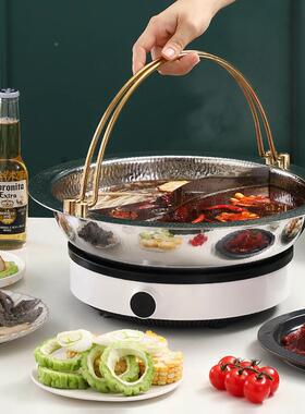 CSX-031304不锈日式寿喜锅三层钢手提用吊线锅锤印火商锅盆鸳鸯钢