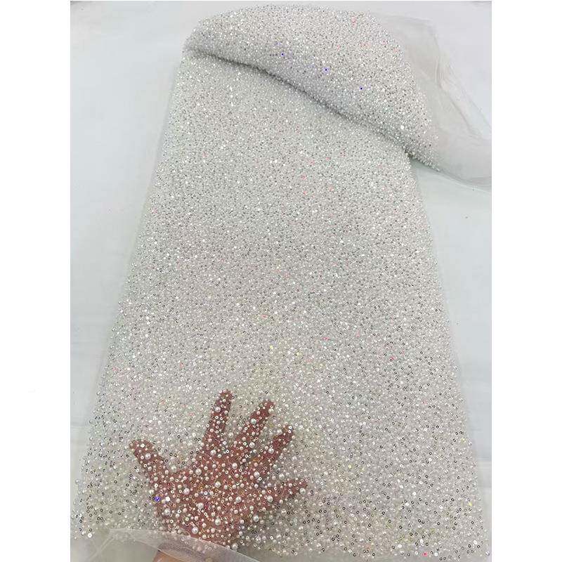 货网纱乱267现花高连密泡珠管亮片绣花版布衣裙婚纱礼服订珠面料
