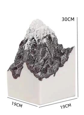 纯白色假山件摆树假山脂艺山品峰室内景观新中式家居饰品工摆件