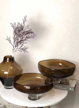 样板间现代轻样板房厅餐装饰IMQ摆件家居客饰品奢琉璃果厅盘果盆