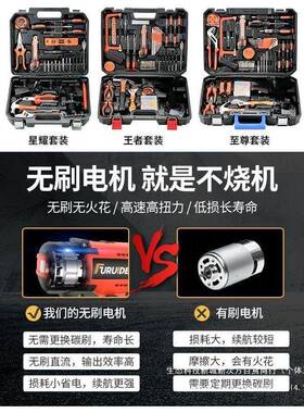 福瑞工德日31家用电钻工具套装五金电手维修多功常能工具箱木工