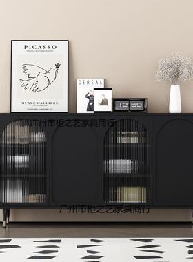 法色式黑复古餐柜玄关柜靠墙碗边柜酒柜茶水柜一NVM体餐厅房厨收