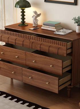 实木斗柜美式复古客厅纳柜靠墙收大容量抽尾屉卧室床柜ZJC全子