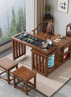 实旋转户茶桌椅组合家用阳台小型茶台烧水壶一可移动木折叠GQZ体