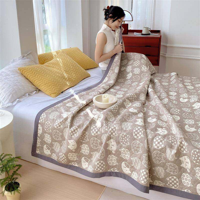 子A类高纯端棉双层纱三层纱盖布毛毯儿童午睡盖毯沙发全毛棉小巾