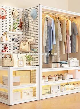 家货衣柜用双WTU层挂衣架钢制架衣架收纳架开放式简易衣衣橱衣柜