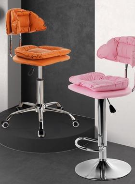 前台椅旋转升降椅美甲化妆椅台凳子靠转高QMA背护腰脚旋椅吧子