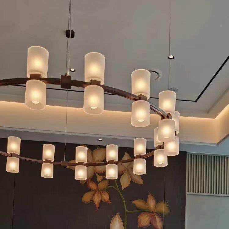 现墅餐代简约包厢吊灯酒店大堂厅高档包间别客厅圆81045形玻璃晶