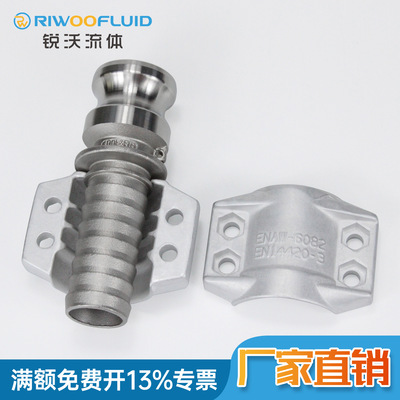 DIN2817不锈钢316扳把式带槽竹节E型公头阳端宝塔快速接头+铝管夹