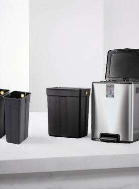 JASJA厨房脚踏圾桶客家用厨房厅带盖干湿分离不锈钢脚踩DF320A大