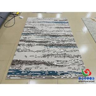 现代茶简约长形格子中式方手工羊毛客厅几沙地毯大厅接发待室1038