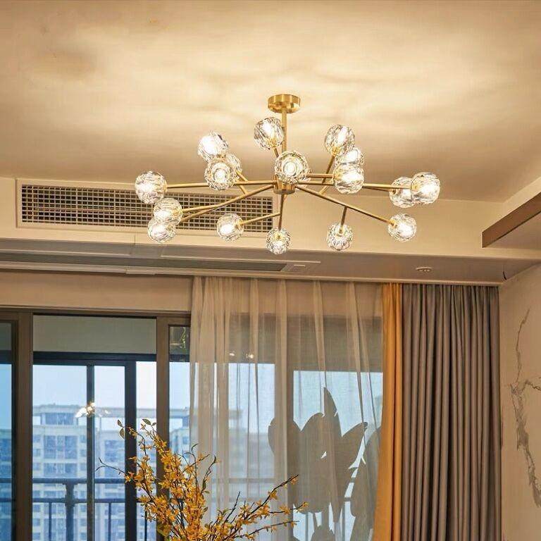 现代轻奢厅全红铜水客晶吊灯网魔豆子吊灯高端大气餐厅卧分室9962