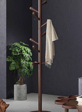 实胡桃木质木落地卧室立挂衣架衣意式简易服挂架ROO客厅式榉木衣