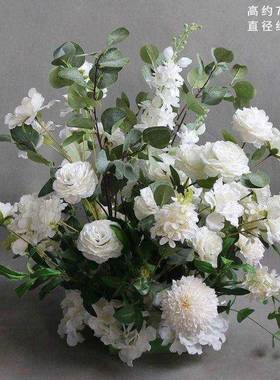 森礼t$*&ysdf婚盆花婚庆布置装饰花仿艺路引地排花户外绿植真绿色