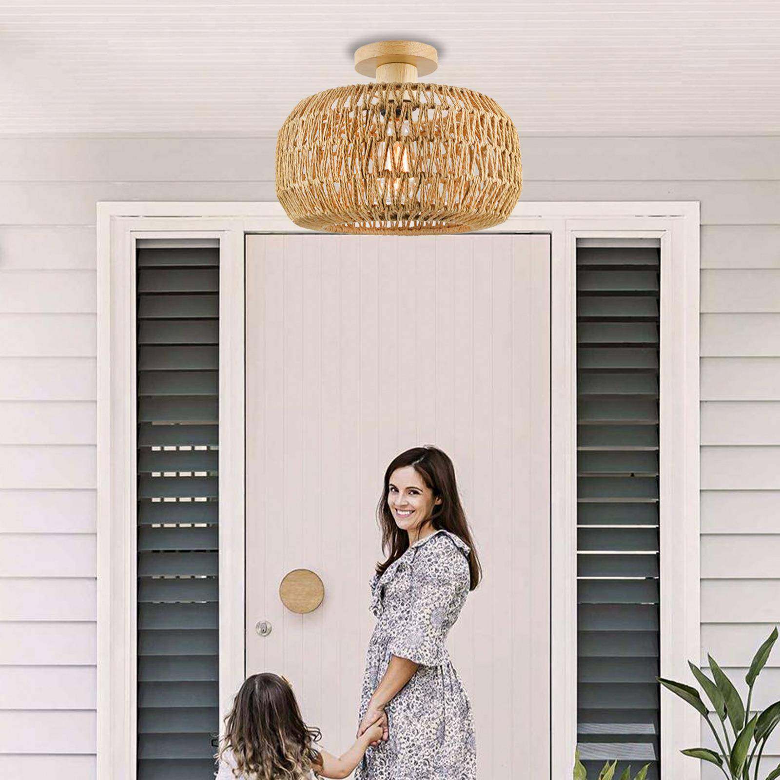 2548美式室灯具乡业村复古吸顶灯工风卧织美式纸藤编吸顶灯,家装灯饰光源,客厅吸顶灯,淘宝优惠券,粉丝福利购,淘宝优惠卷