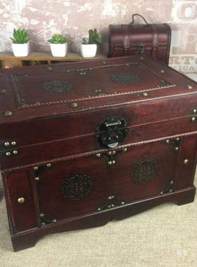 中式格仿箱老式木箱古带锁百宝家居收纳喜庆箱子明手工做AI161224