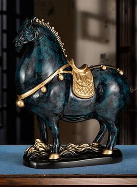 式成唐朝马新到功树脂工艺品招财纳福客厅玄关酒柜办公室桌面摆件