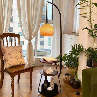 落地立灯客厅沙发边几床古法式美式复古头置物架一体卧室中95475