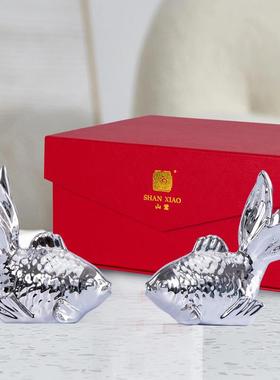 居摆工品艺件客厅电视柜陶BIS鱼摆件电视柜书柜年年有鱼装饰品家