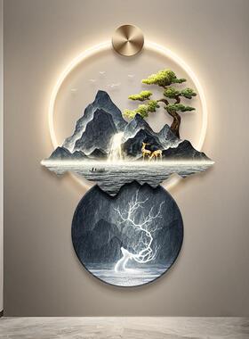 轻中奢入户玄关装饰画新式流水生财壁高HY63419-山水灯画档走廊过