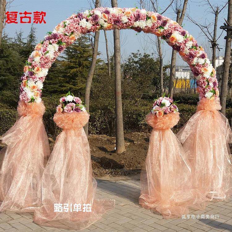 婚庆拱彩门虹花架绢花门拱门排花雪拱门花柱路引婚庆SKM纱道具猫