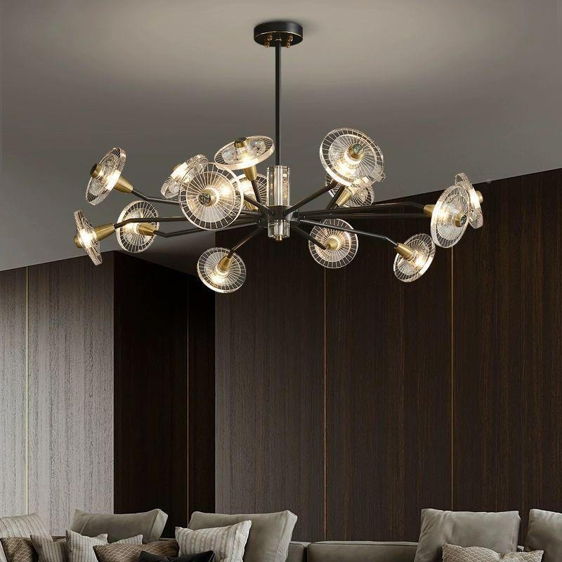 全铜轻奢后现代水晶贝壳护19客厅灯约家用简大气创意餐厅卧室眼吊