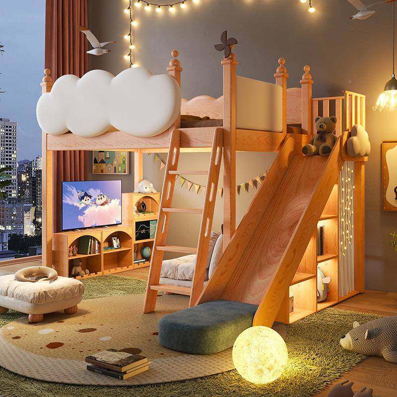 上下半高床双层床实公主下床儿童房树屋滑梯床女孩铺童高上E2217F,基础建材,脚轮/万向轮,淘宝优惠券,粉丝福利购,淘宝优惠卷