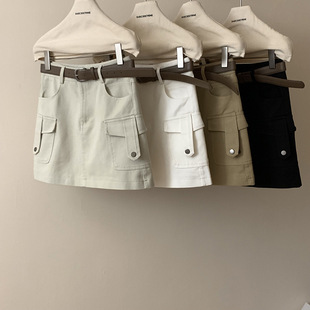韩系短裙 辰智 潮酷girl 工装 高腰双口袋防走光半身裙25春夏季
