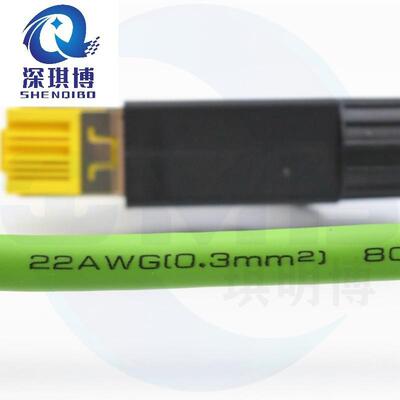RJ45网络接头pn通讯HJT总线缆绿色电芯PROF四INET工业太网屏蔽网