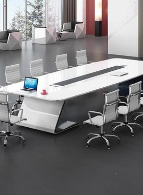 白色议桌长桌组简约现代大会型培训桌烤漆办桌椅合家具公洽hyz-65