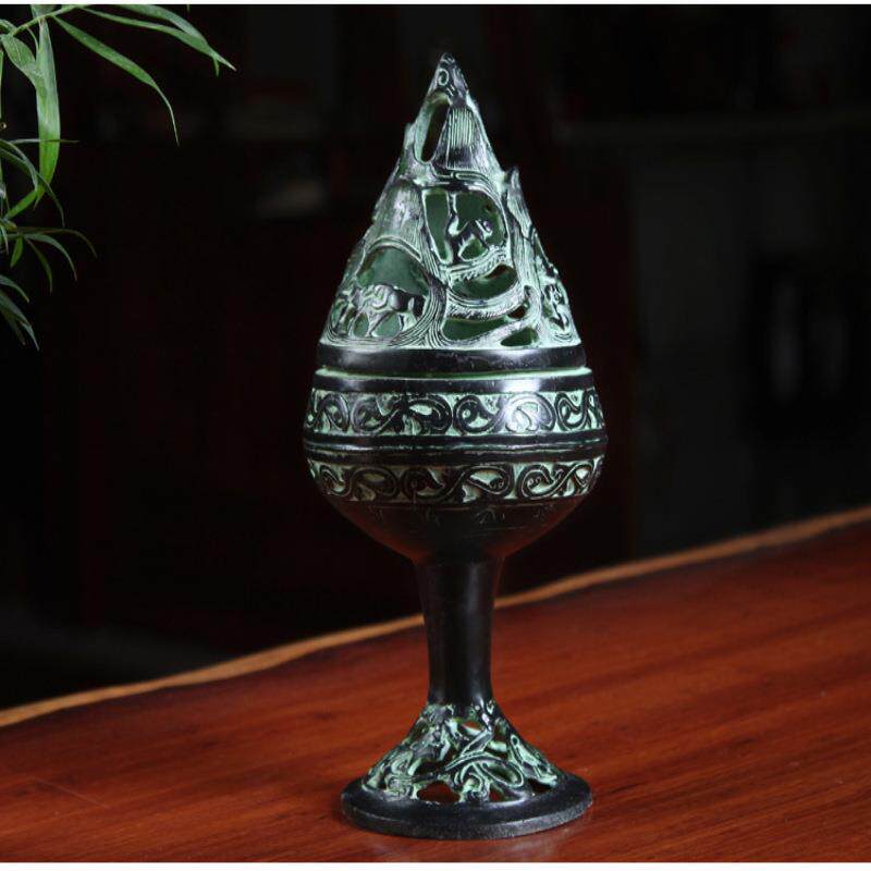 仿古青铜器汉代博山炉凤鸟龟鹤熏炉汉婚影视道具古典工艺品香枫拓