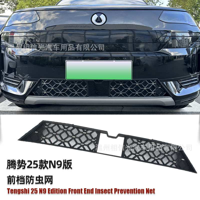 适用于25款腾势N9前档防虫网汽车外装饰件烤漆黑碳纤维改装