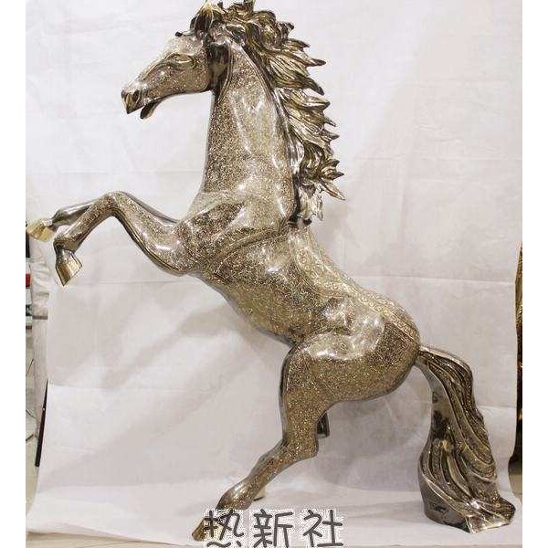 巴基斯坦精铜器 1米精雕彩点马   动物手进口手工艺术 踩球马