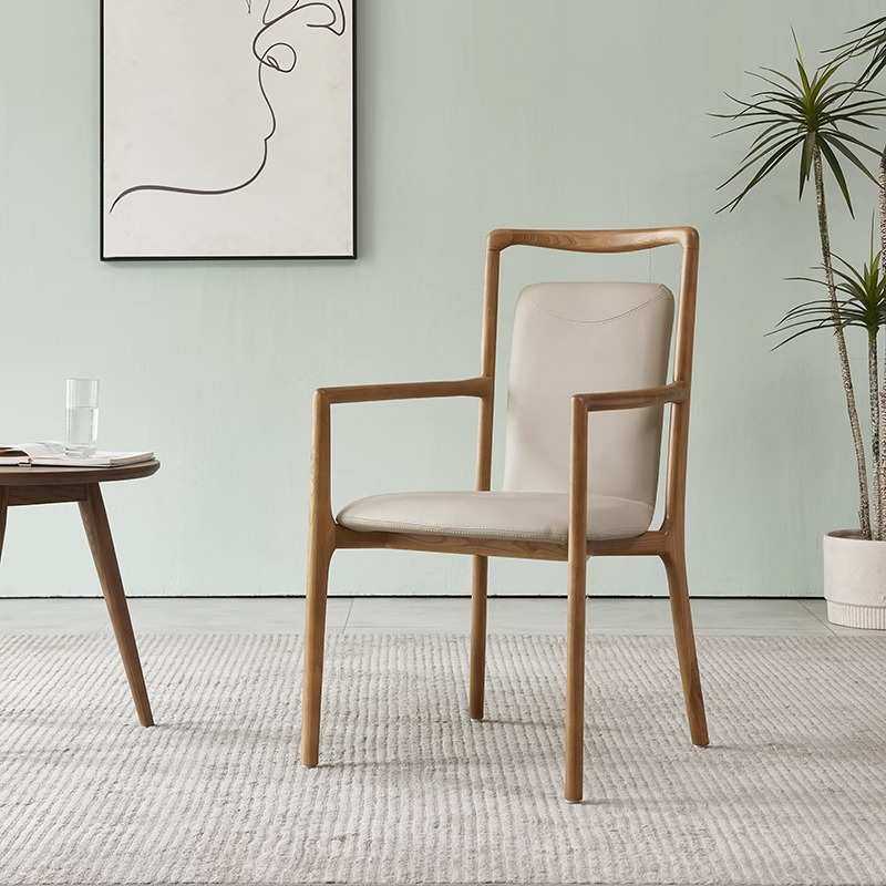 新中式餐椅家用实木椅子白蜡木餐桌椅子现代简约小户型高级感餐椅