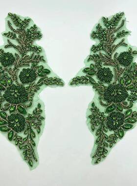 重工绣71160水布钻贴对花婚纱礼服辅料DIY手工缝珠花饰品刺花边