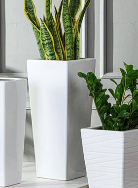 简in瓷s白色特大四方UJP高筒陶盆客厅阳台鸟虎号皮兰玫约瑰包邮