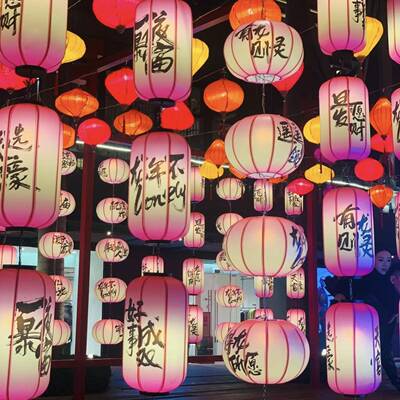 新款冬瓜印圆形风灯笼户外水仿古防字灯笼JFX景区可连串国装饰氛