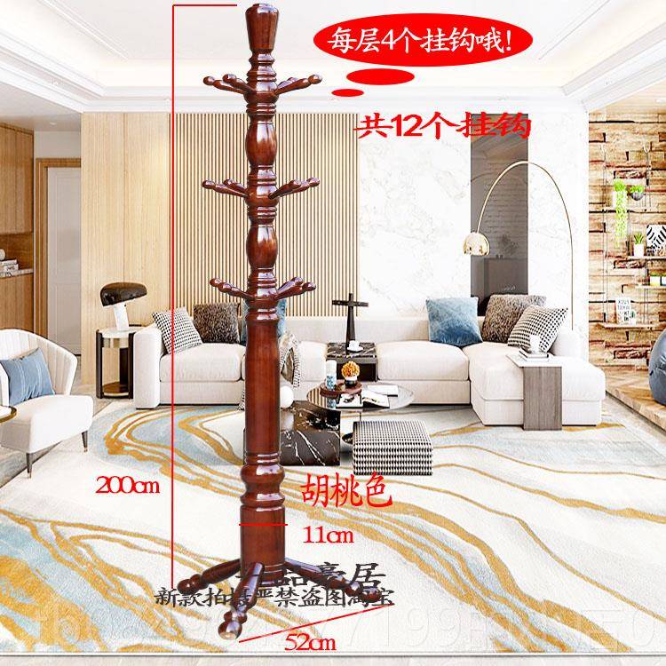 高档全实木衣帽落地卧室北式转角新中式简尚易架家用木欧质加粗时图片