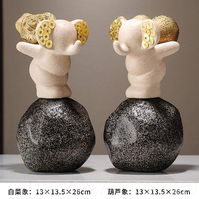 高档晶球运大象装幸饰品简单入口电视柜高水端办公室迁客厅装饰品