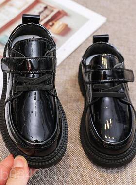 高档男童皮鞋英真皮春表夏季镂小空女童软底伦黑色男孩学生演出儿