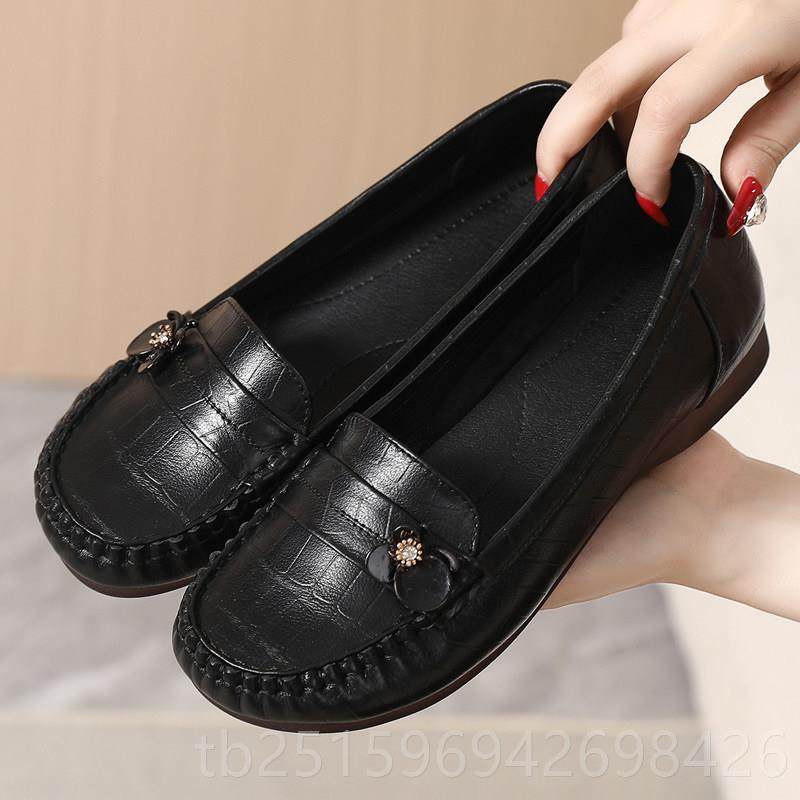 高档真皮软底鞋2025新款豆豆鞋年平底单鞋舒适妈软皮鞋不累脚女妈,女鞋,浅口单鞋,淘宝优惠券,粉丝福利购,淘宝优惠卷